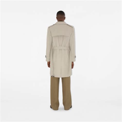 Long Cotton Blend Trench Coat in Heron 